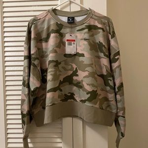 Nike Dri Fit cropped camo sweatshirt